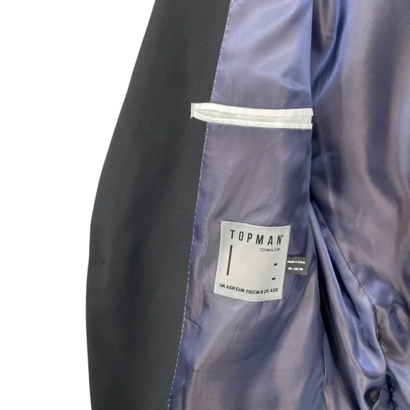 Topman Black Purple Liner Slim Fit Single Breasted Suit Jacket Size 46 R - Picture 3 of 5